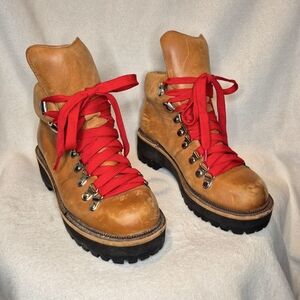 Jeffrey Cambell Explorer Hiking Boot Nubuck Leather SIZE 5.5 Alpine Heritage Red